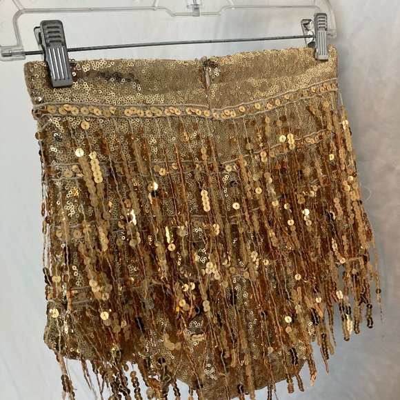 Elsie & Fred Sequined Gold High-Waisted La Bamba festival Sequin Shorts Size S - Picture 4 of 4